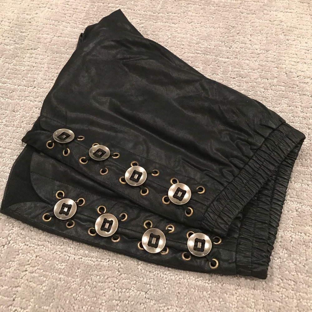 Black leather shorts